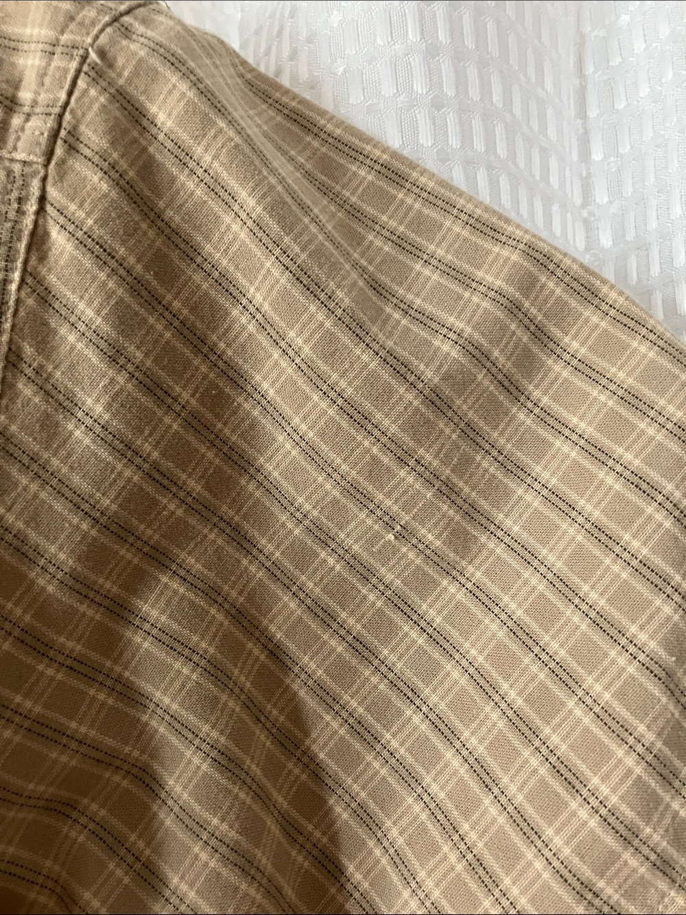 Vintage Woolrich Plaid Camp Short Sleeve Shirt Tan 100 % Cotton Large - Picture 10 of 10